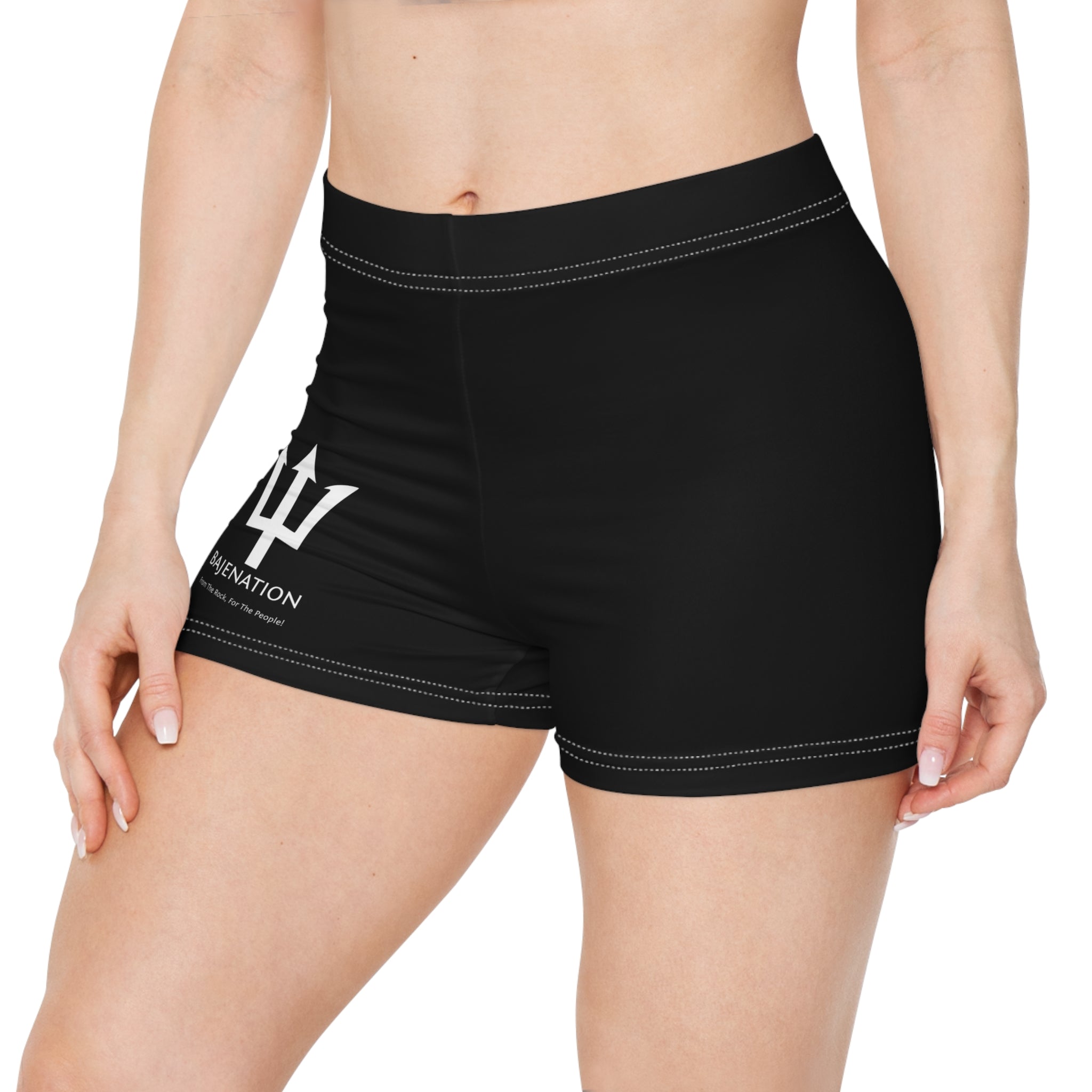 BajeNation Trident Women's Athletic Shorts — Black